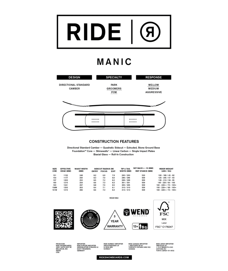 Ride Manic Snowboard 2027